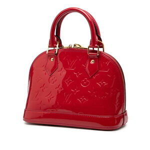 Louis Vuitton Alma Red Leather Monogram Handbag Cerise Vernis Bag Patent